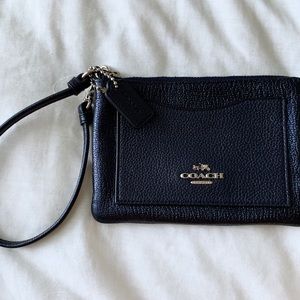 Blue Metallic Coach Wristlet